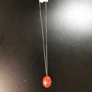 18" Long Cable chain and Brecciated Jasper Necklace